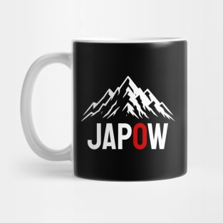 JAPOW Japan Powder Snow Snowboard Sticker - White Mug